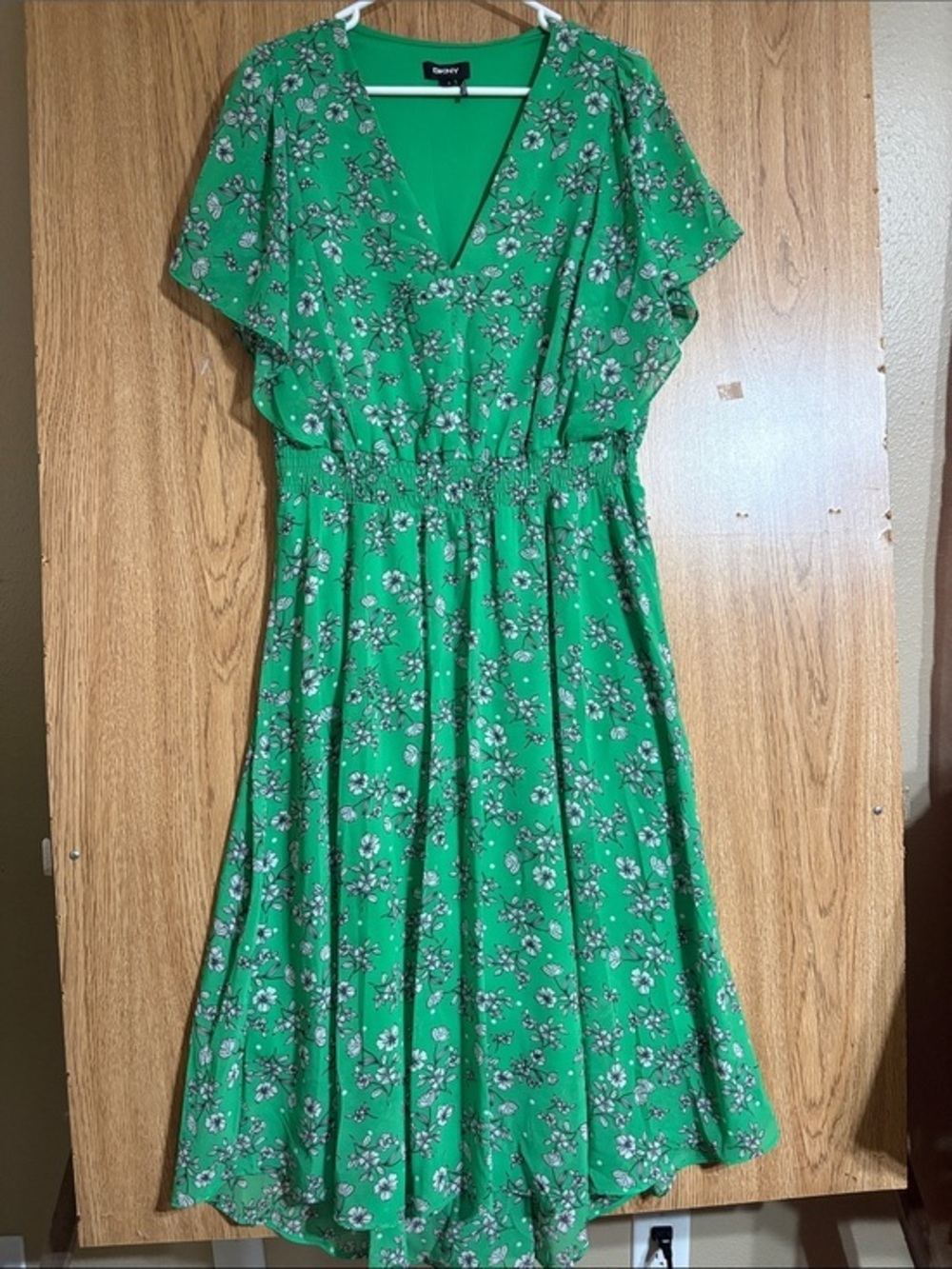 DKNY Bright Green dress with Black Logo Tag